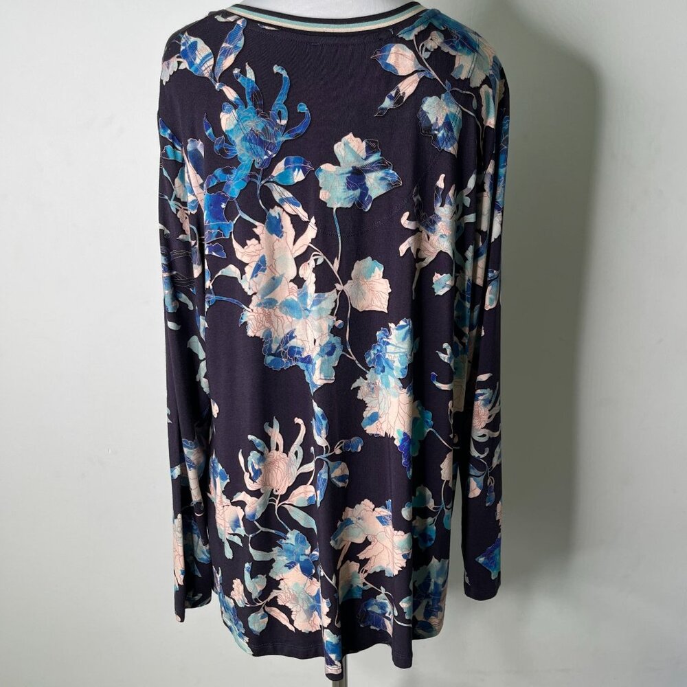 Johnny Was Women's Blue Purple Chryssy Long Sleeve V-Neck Blouse Size Large - Picture 4 of 7